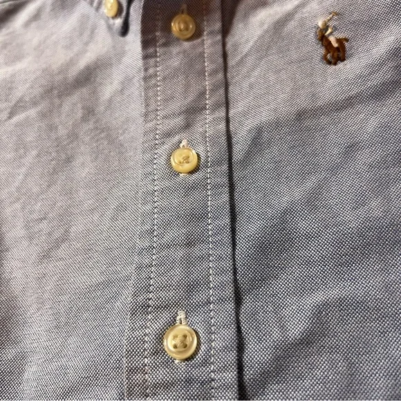 Ralph Lauren Preppy Classic Light Blue Baby Kids Button Down Shirt 6-9 Month - Picture 4 of 6